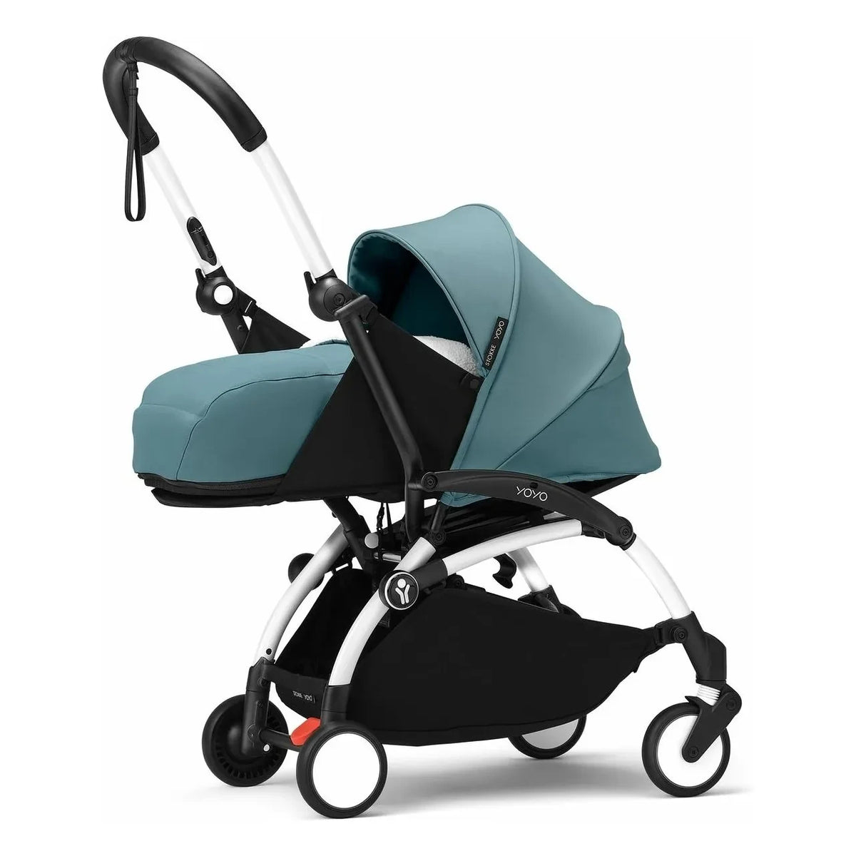 Stokke® - YOYO³ Full Baby Stroller 0+ and 6+ | White Frame | Aqua