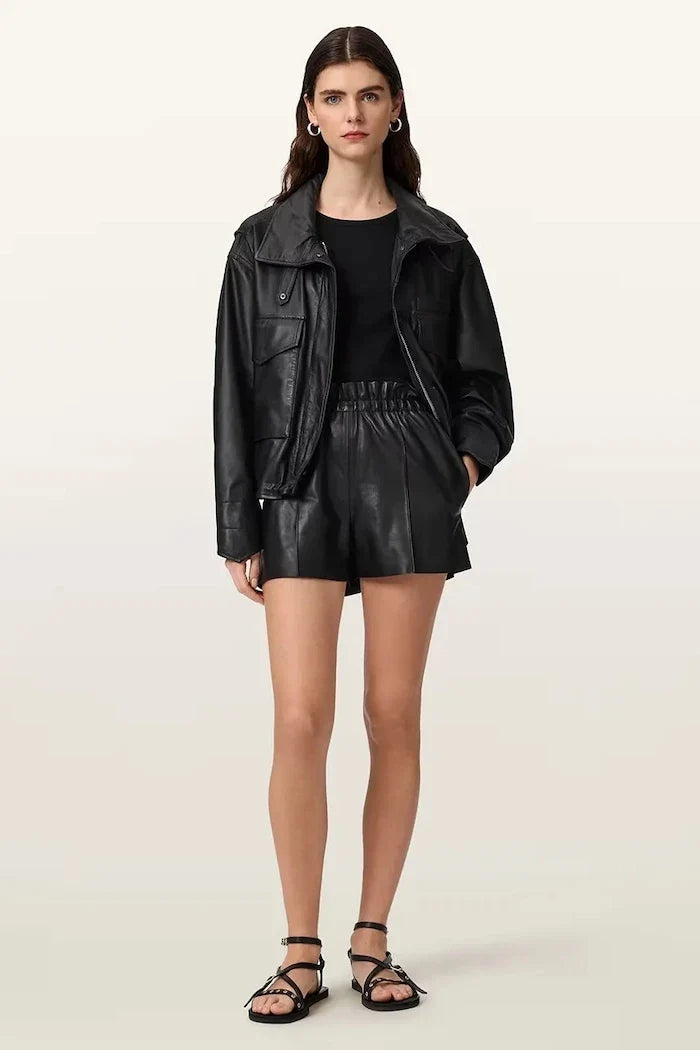 AllSaints Kadın Deri Şort FRAN
