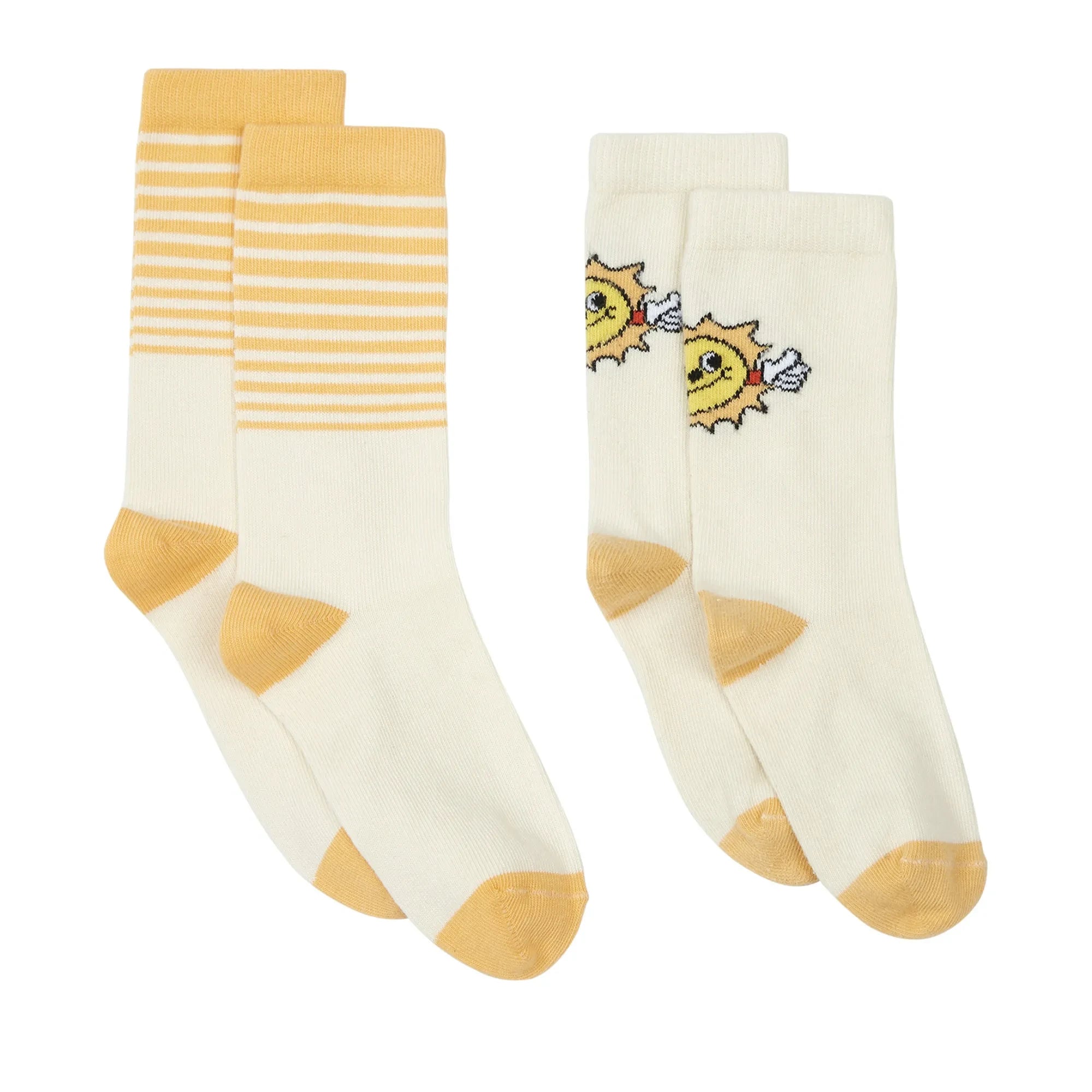 Hundred Pieces - Sun Striped Socks - 2 Piece Set | Off White
