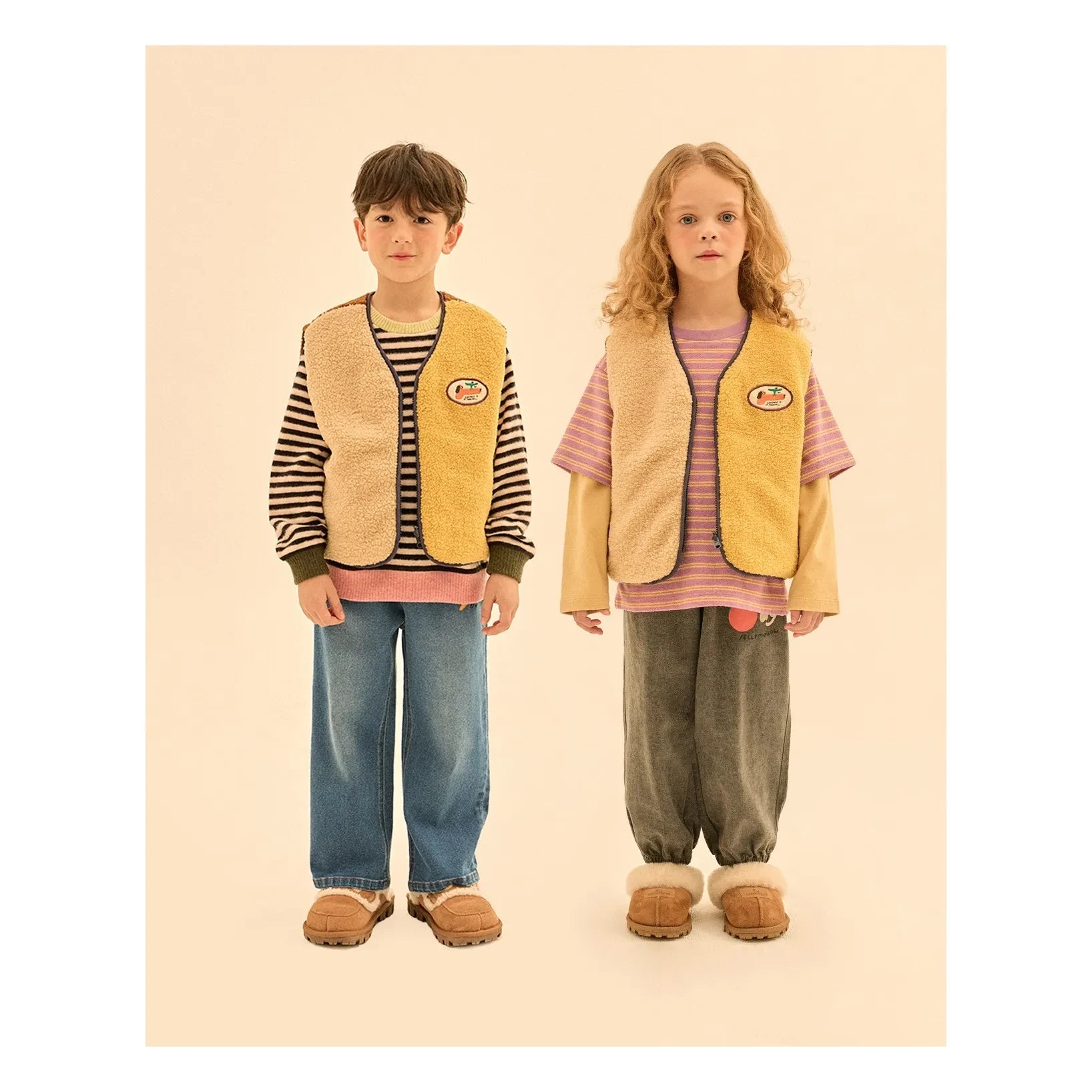 Jelly Mallow - Reversible Colorblock Sherpa-Style Sleeveless Jacket | Navy