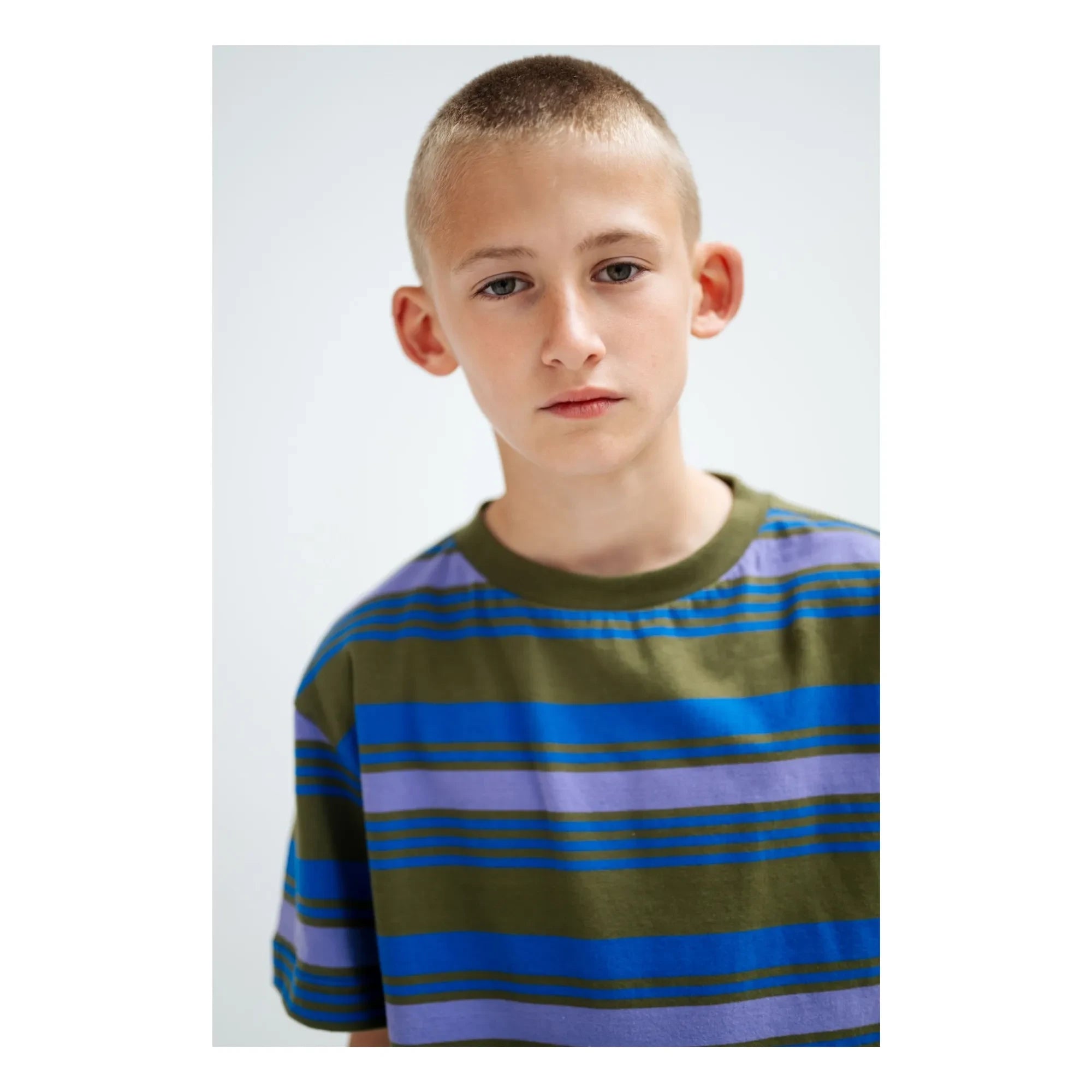 Repose AMS - Striped Organic Cotton T-Shirt | Khaki