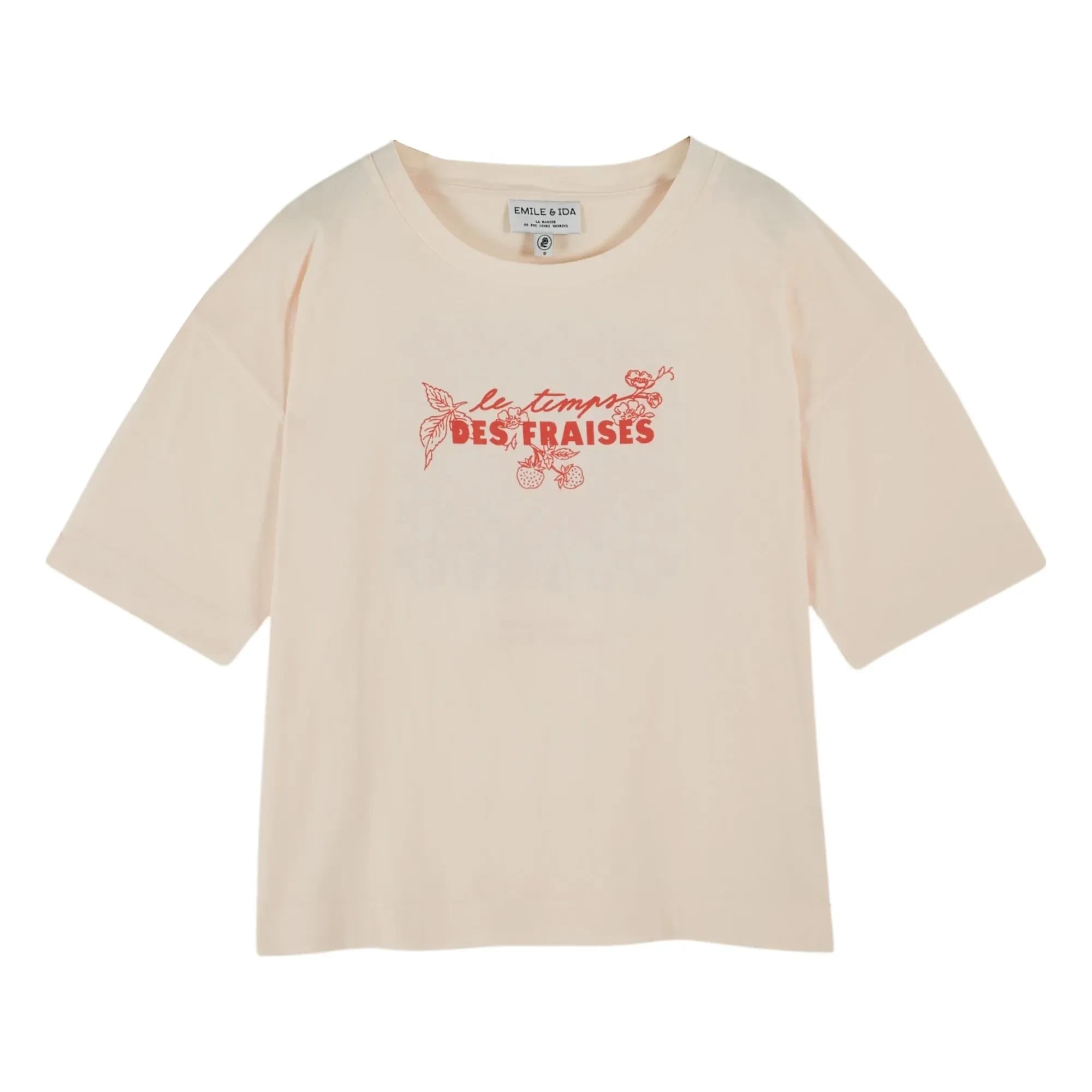 Emile et Ida - Le Temps Des Fraises Organic Cotton T-Shirt | Cream