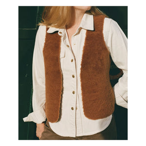 ILDA'S Sheep - Lamb Leather Merino Sleeveless Vest | Brown