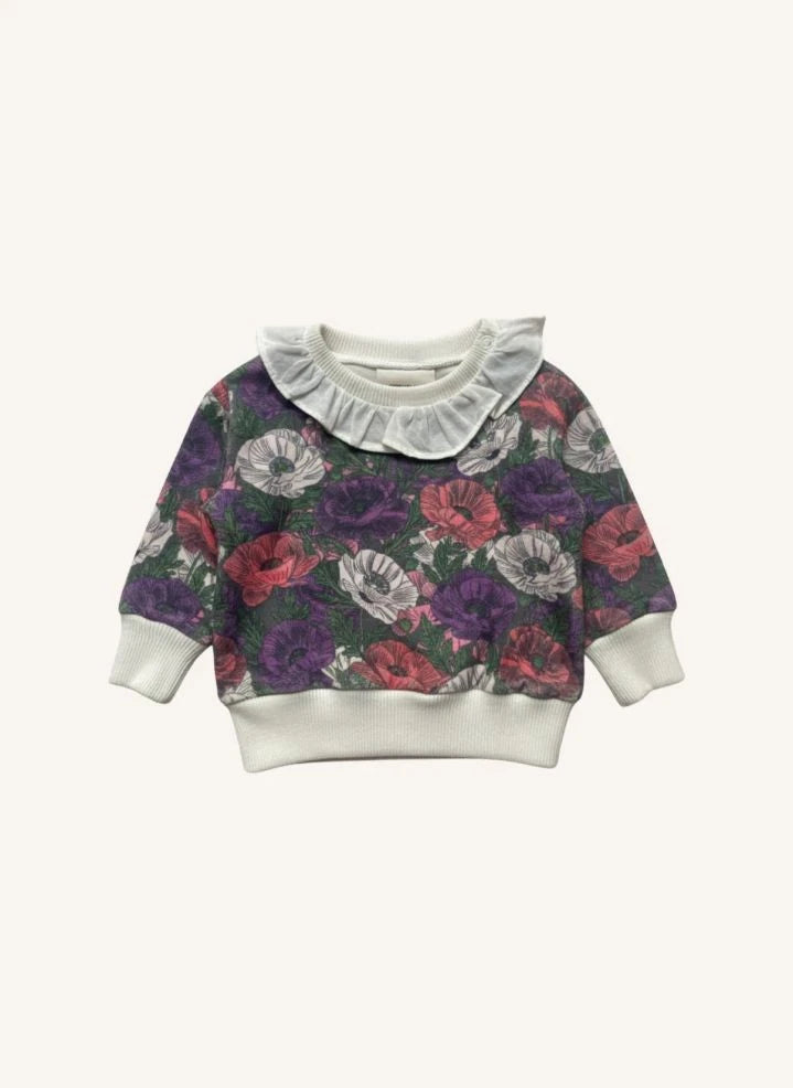 Studio Bohème - Juno Floral Pattern Organic Cotton Sweatshirt | Purple