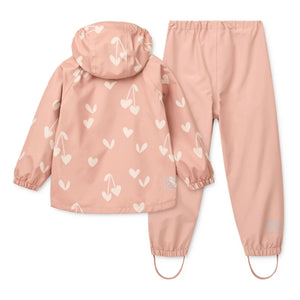 Liewood - Pedia Coeurs Recycled Fiber Rain Set | Soft Pink