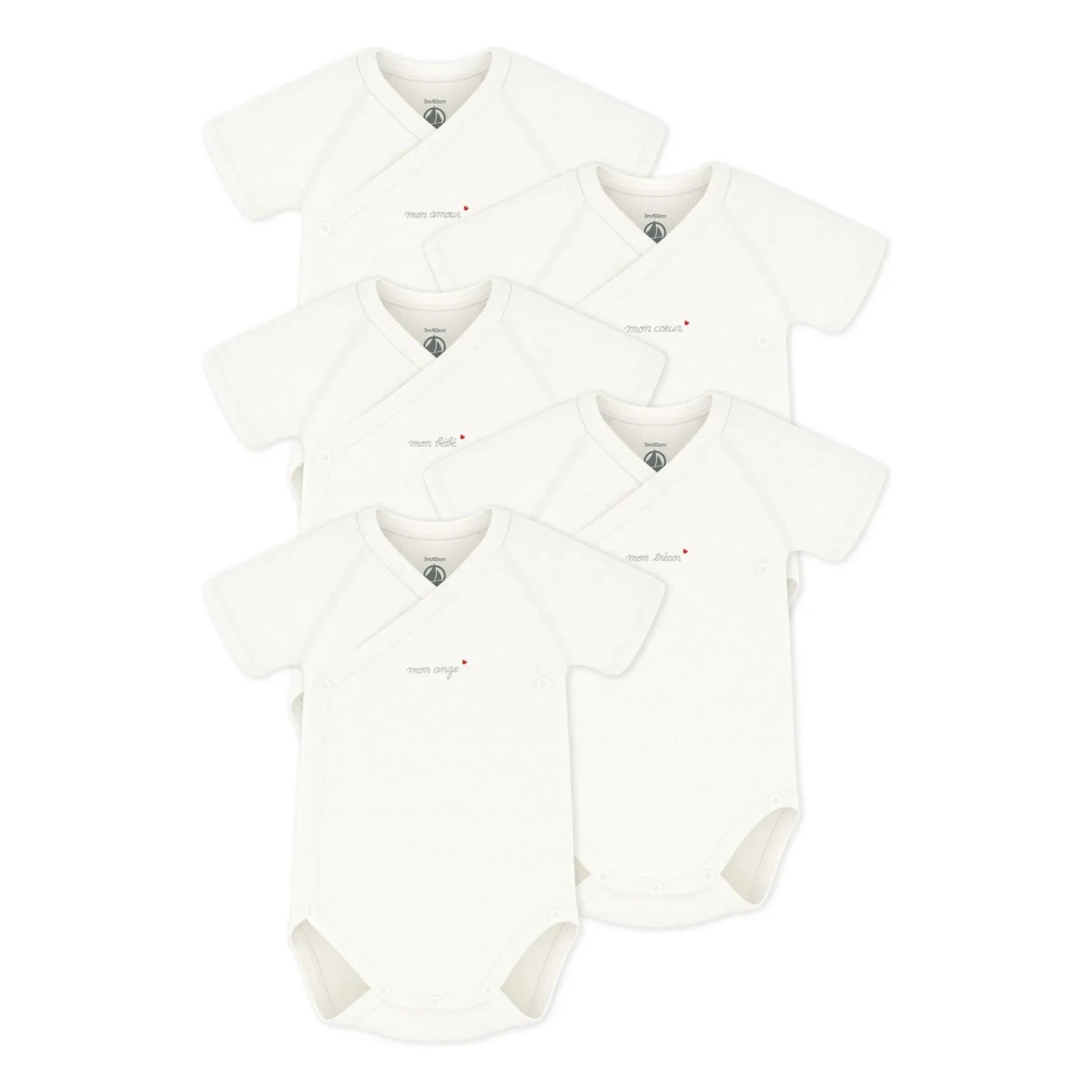 Petit Bateau - 5-Piece Mon Ange Organic Cotton Bodysuit Set | Ecru