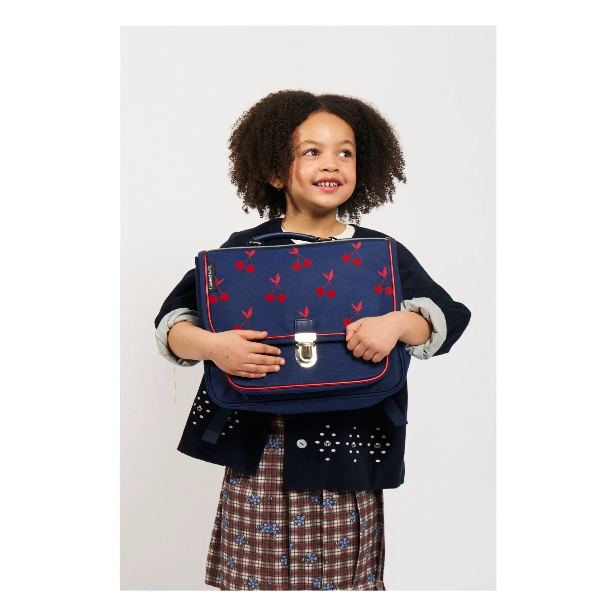 Caramel & Cie - Velvet Cherry Small Handbag | Navy Blue