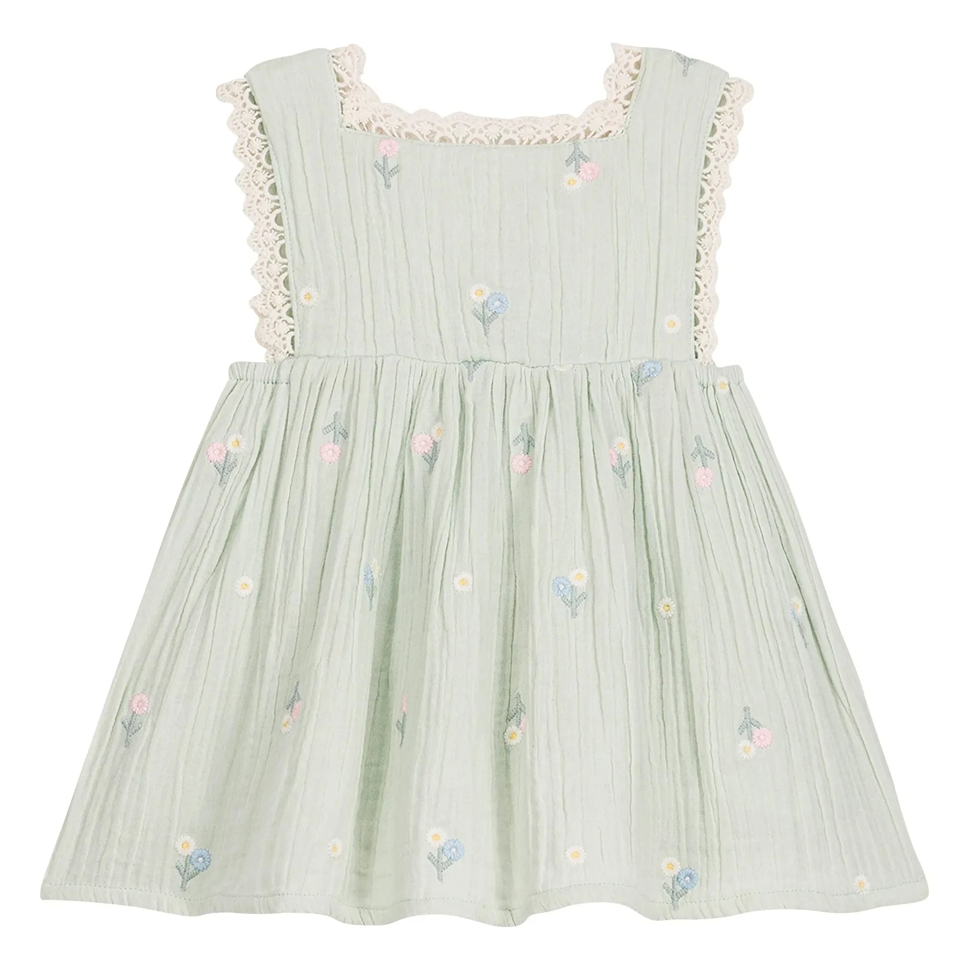 Louise Misha - Aloisa Fleurie Ruffled Bib Dress | Almond Green