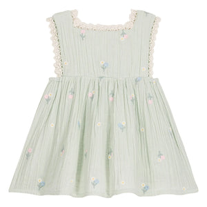 Louise Misha - Aloisa Fleurie Ruffled Bib Dress | Almond Green