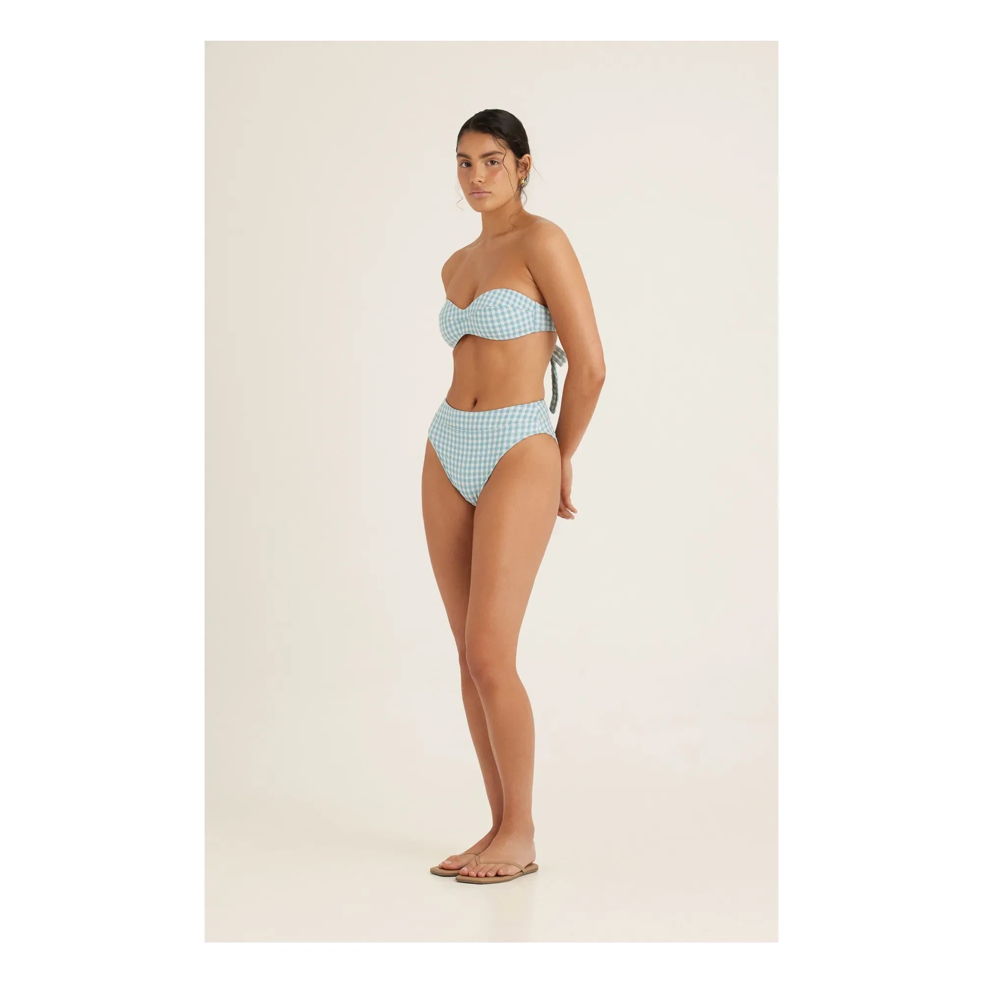 Peony - Vichy Bustier Swimsuit Top | Blue