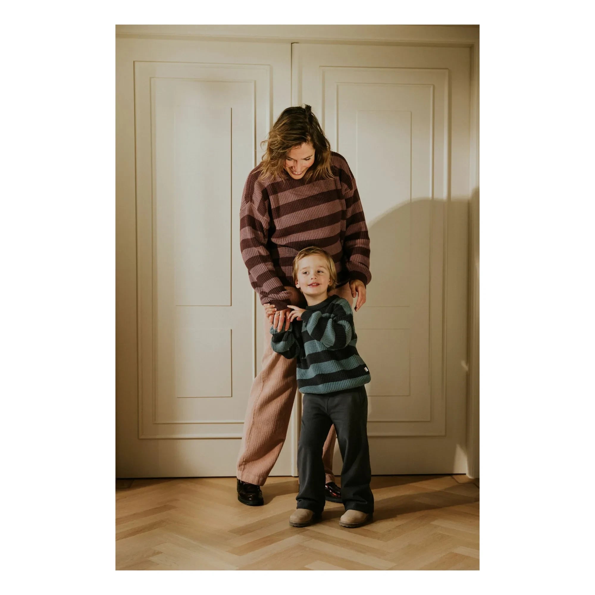Yuki - Striped Organic Cotton Sweater | Gray Blue