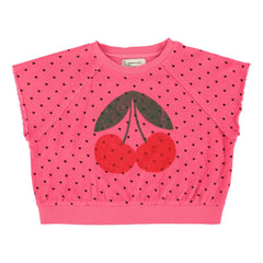 Piupiuchick - Cherry Organic Cotton Sleeveless Sweatshirt | Fuchsia