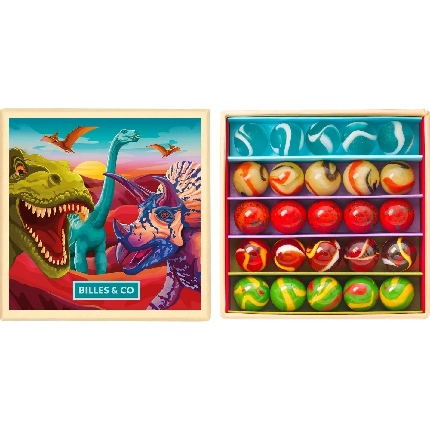 Billes & Co - Dinosaur Set - 25 Marbles | Green