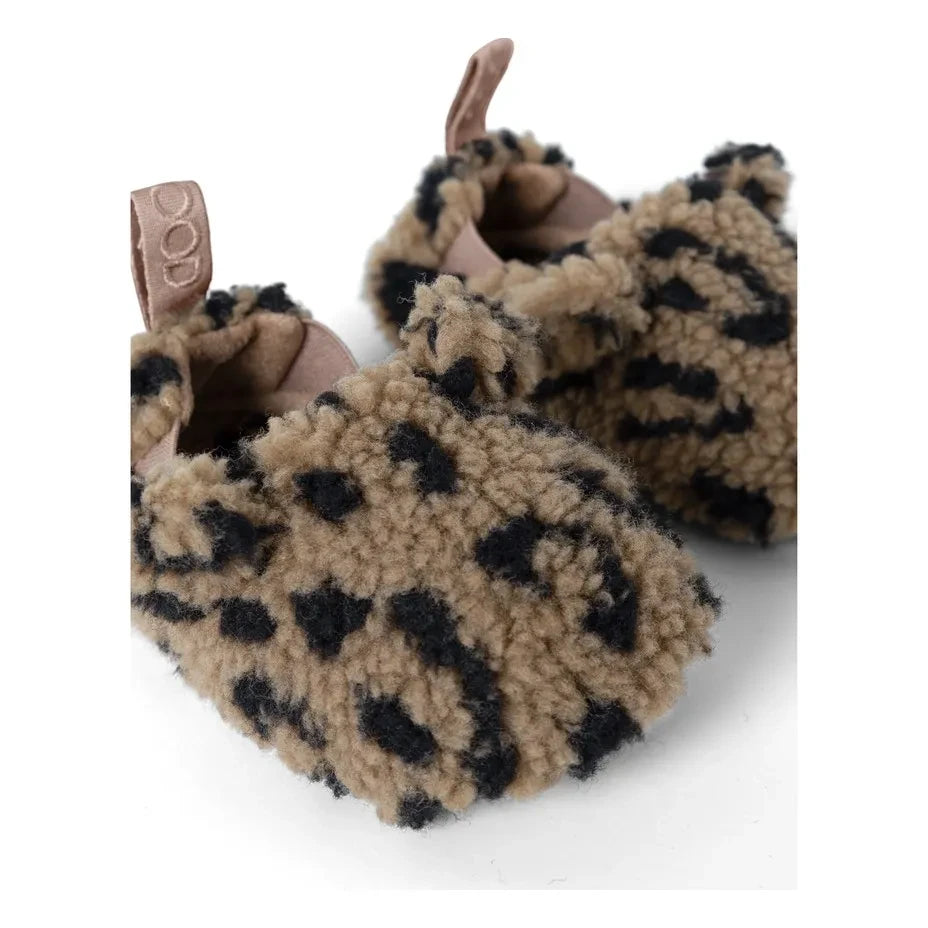 Liewood - Maui Leopard Print, Sherpa-Style Slippers Made from Recycled Fibers | Brown
