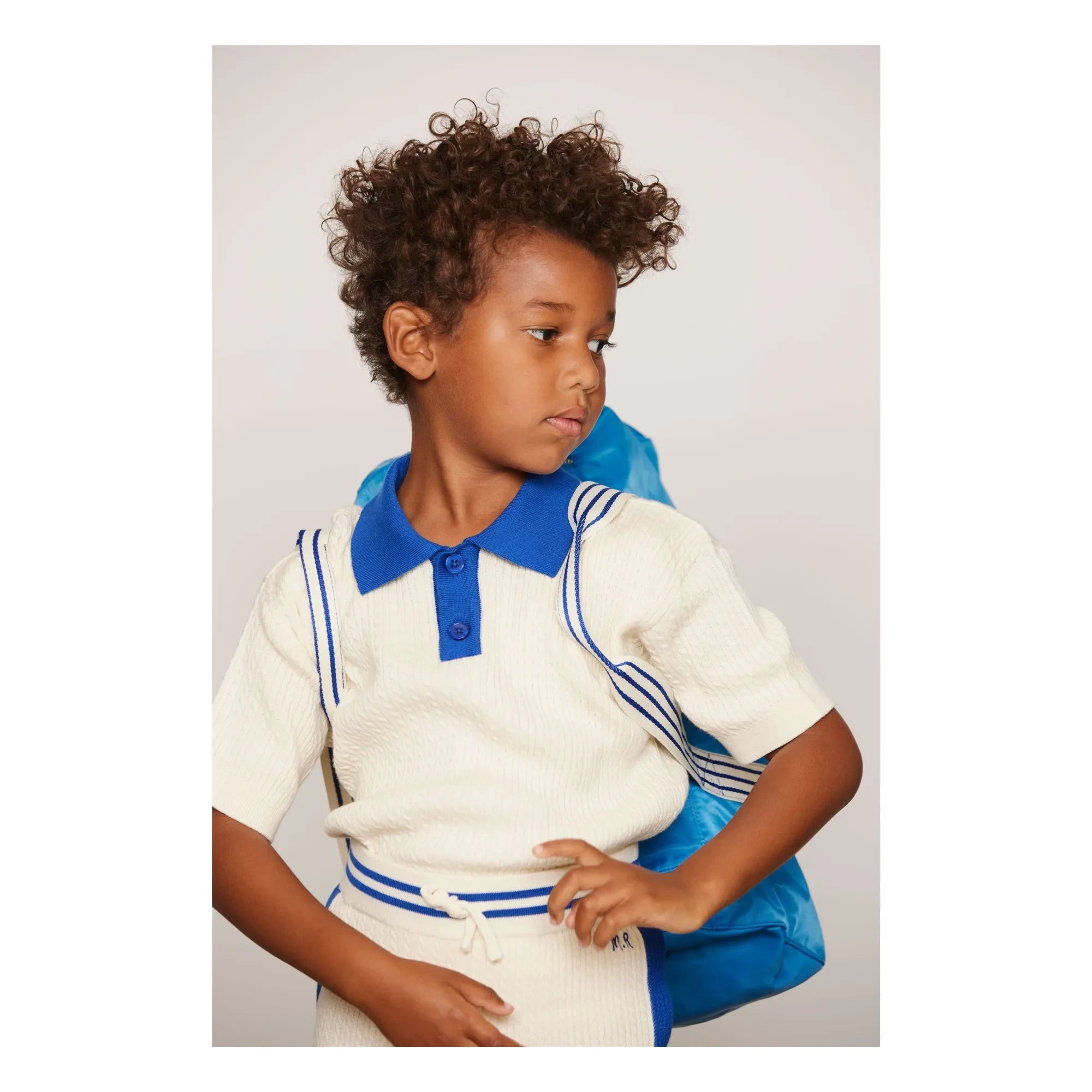 Mini Rodini - Organic Cotton Knit Polo Shirt | Ecru