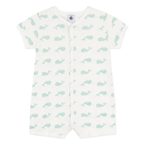 Petit Bateau - Whale Romper Pajamas | White