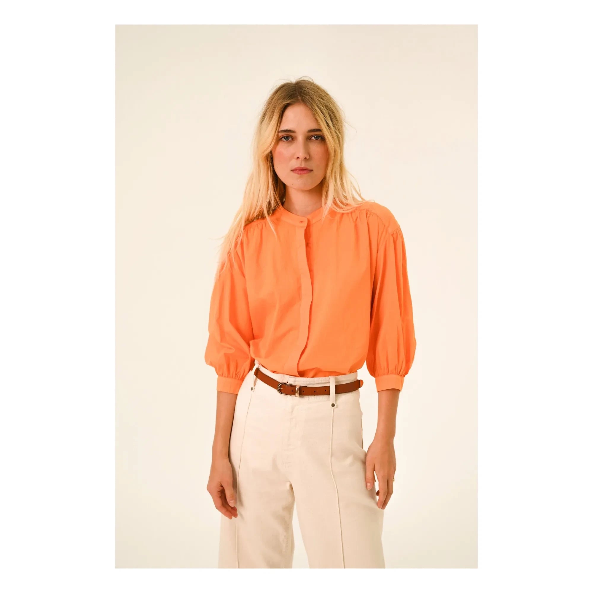Sacrécoeur - Carla Aurora Poplin Bluz | Turuncu
