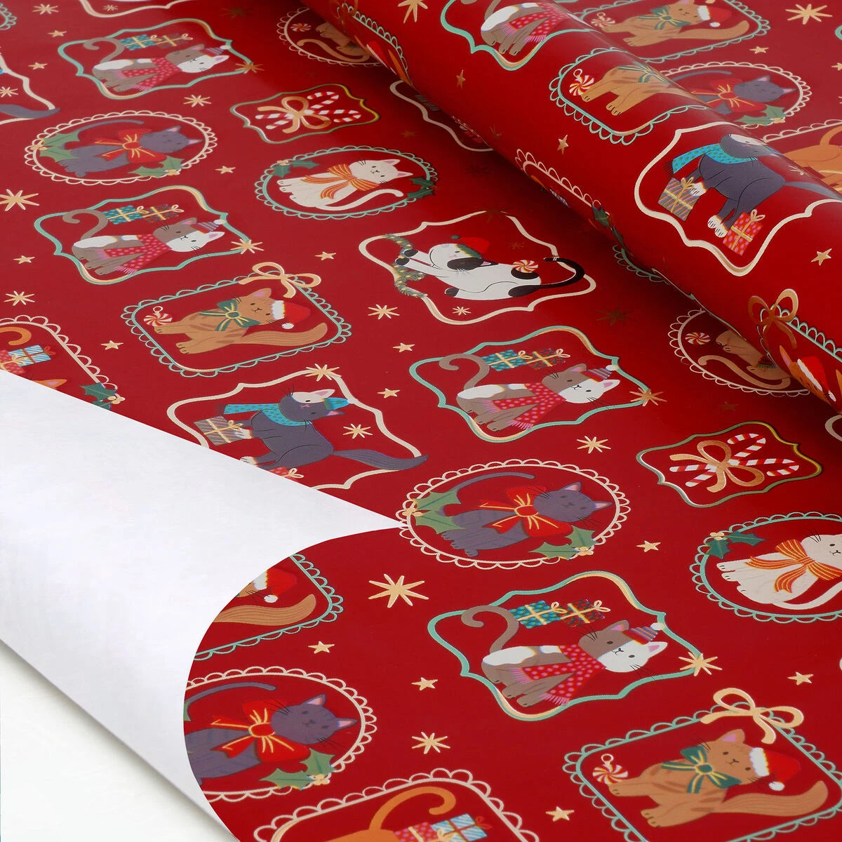 Legami - Christmas Wrapping Paper Kitty Frames - 200 x 70 cm Roll