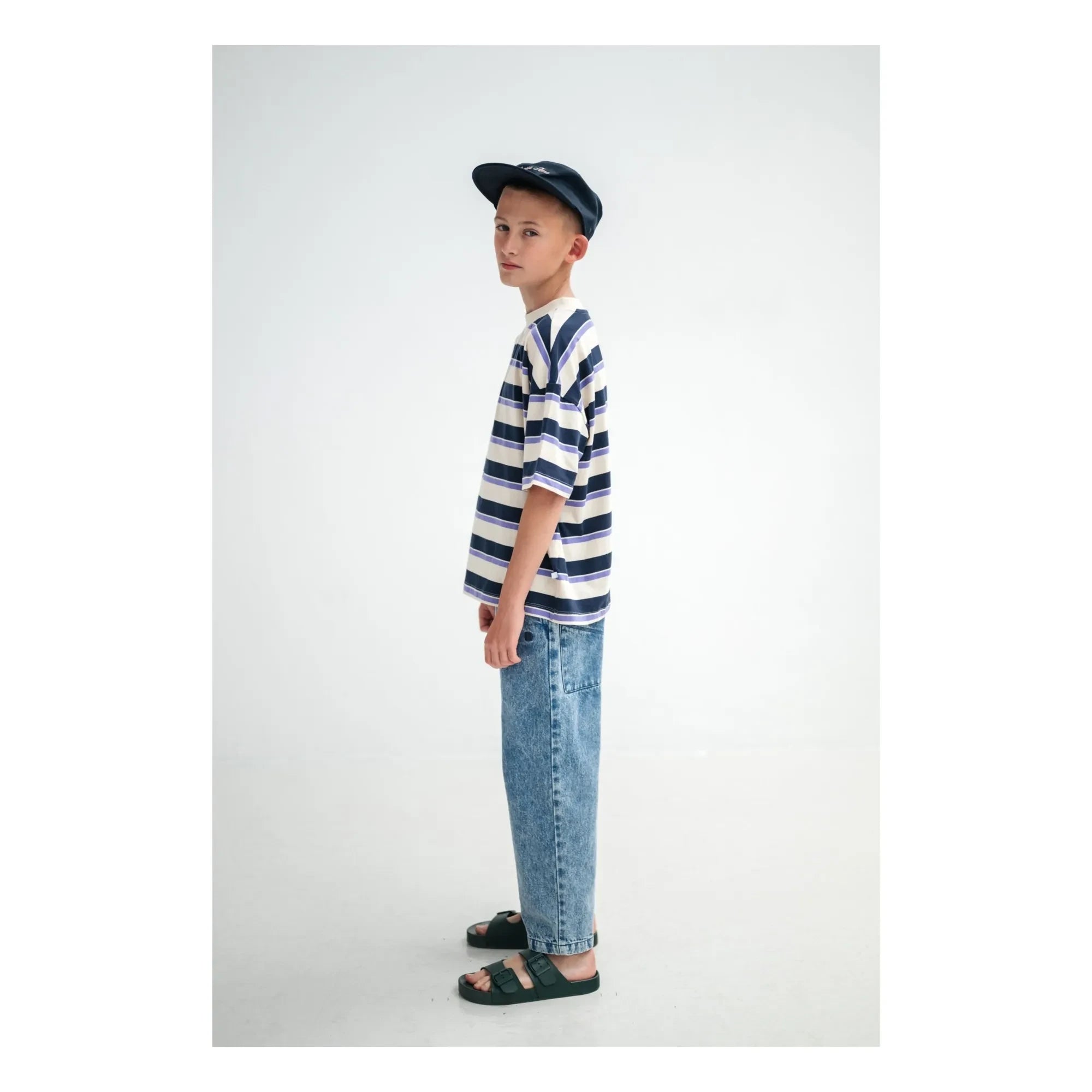 Repose AMS - Boxy Striped Organic Cotton T-Shirt | Cream