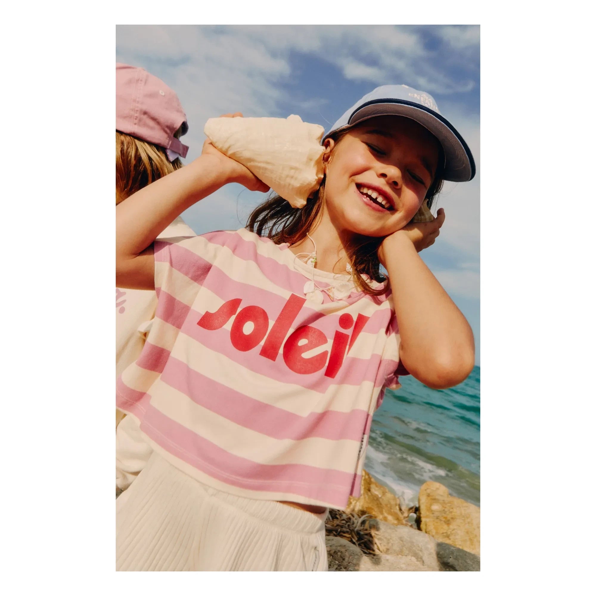 Mipounet - Striped Organic Cotton Soleil T-Shirt | Pink