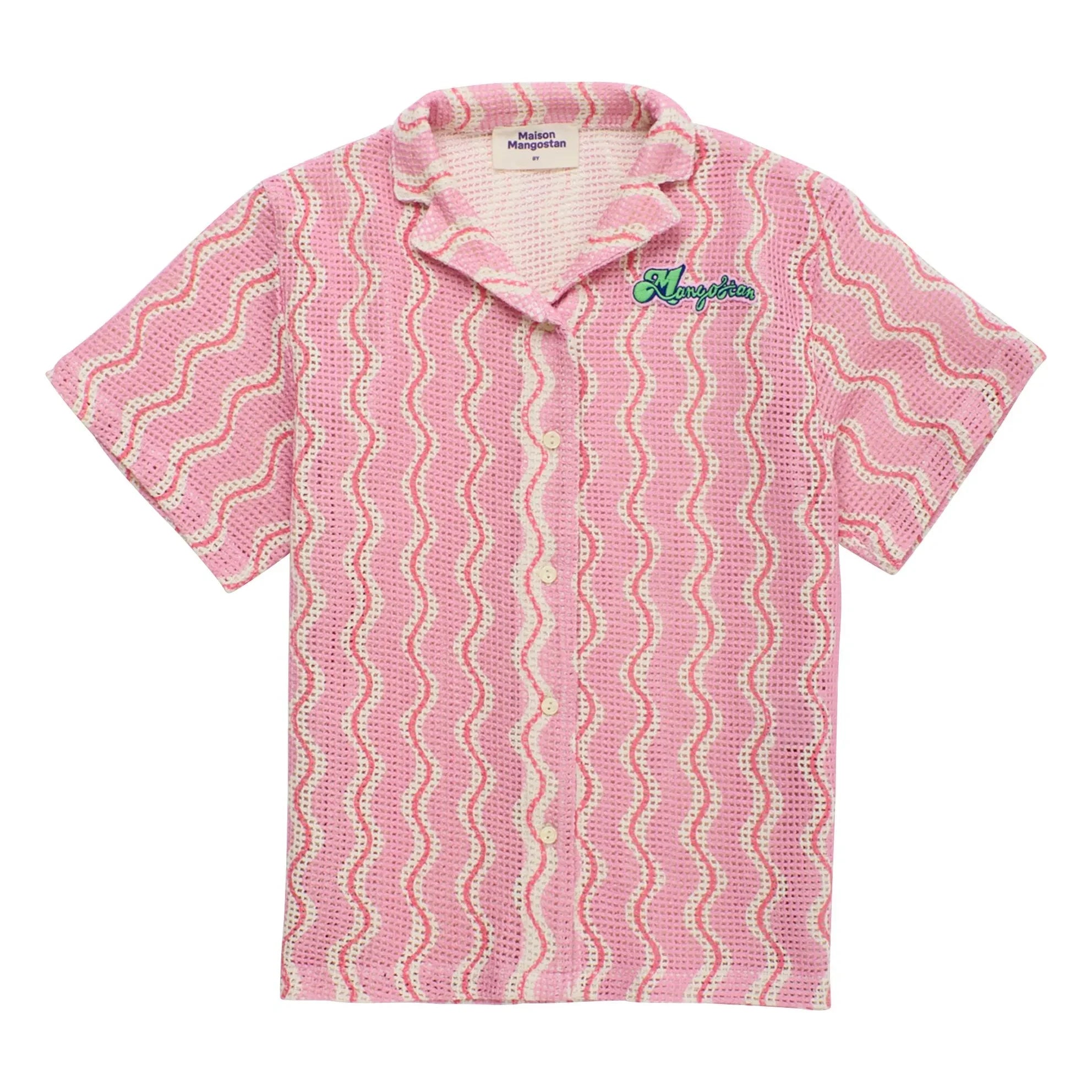 Maison Mangostan - Wavy Knit Shirt | Pink
