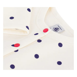 Petit Bateau - Cotton Fleece Polka Dot Cardigan | Ecru