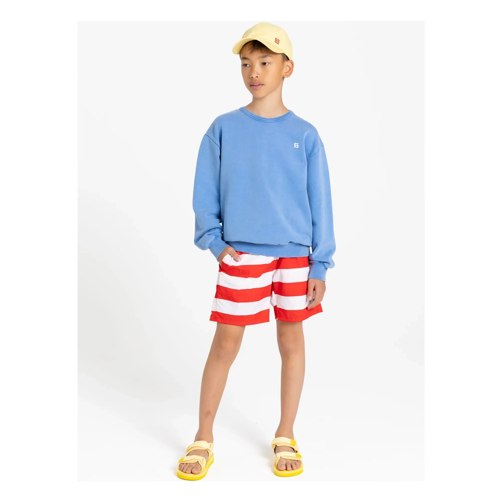 Smallable Kid - Archie Striped Swim Shorts | Dark Red