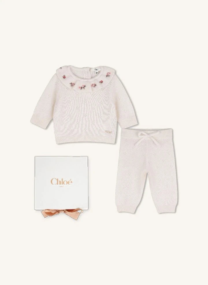 Chloé - Kaşmir Tişört ve Pantolon Takımı | Chalk
