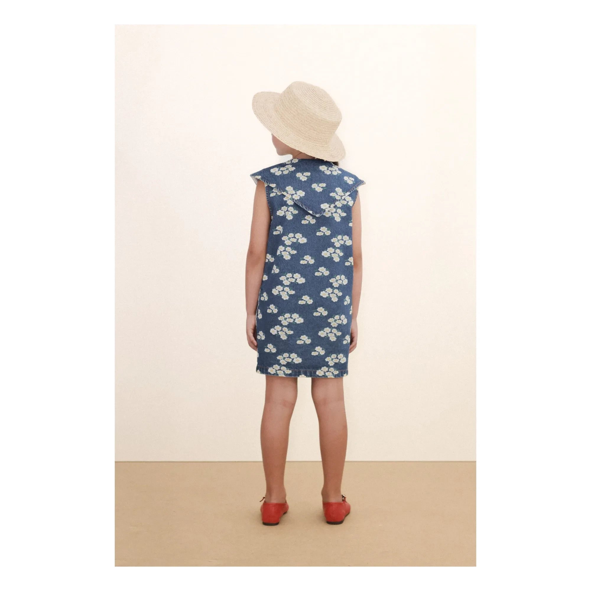 Tinycottons - Denim Oversized Collar Daisy Dress | Blue