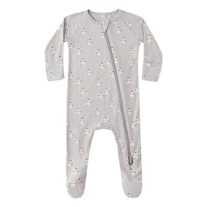 Quincy Mae - Snowman Patterned Footed Romper | Gray