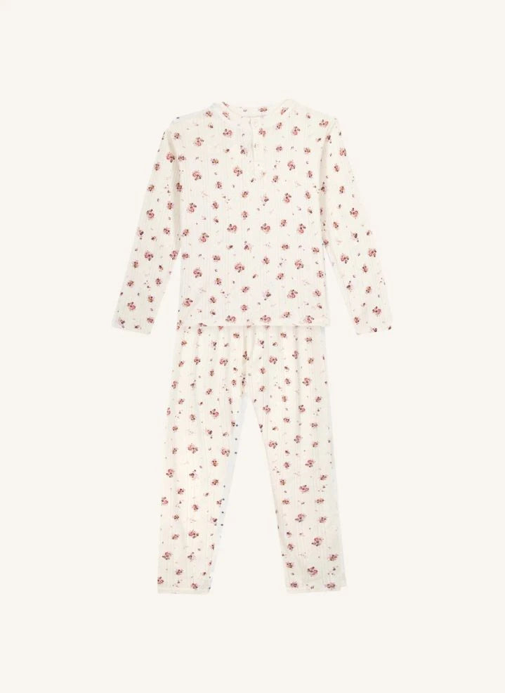 Bonton - Çiçekli Polochon Pijama | Ecru