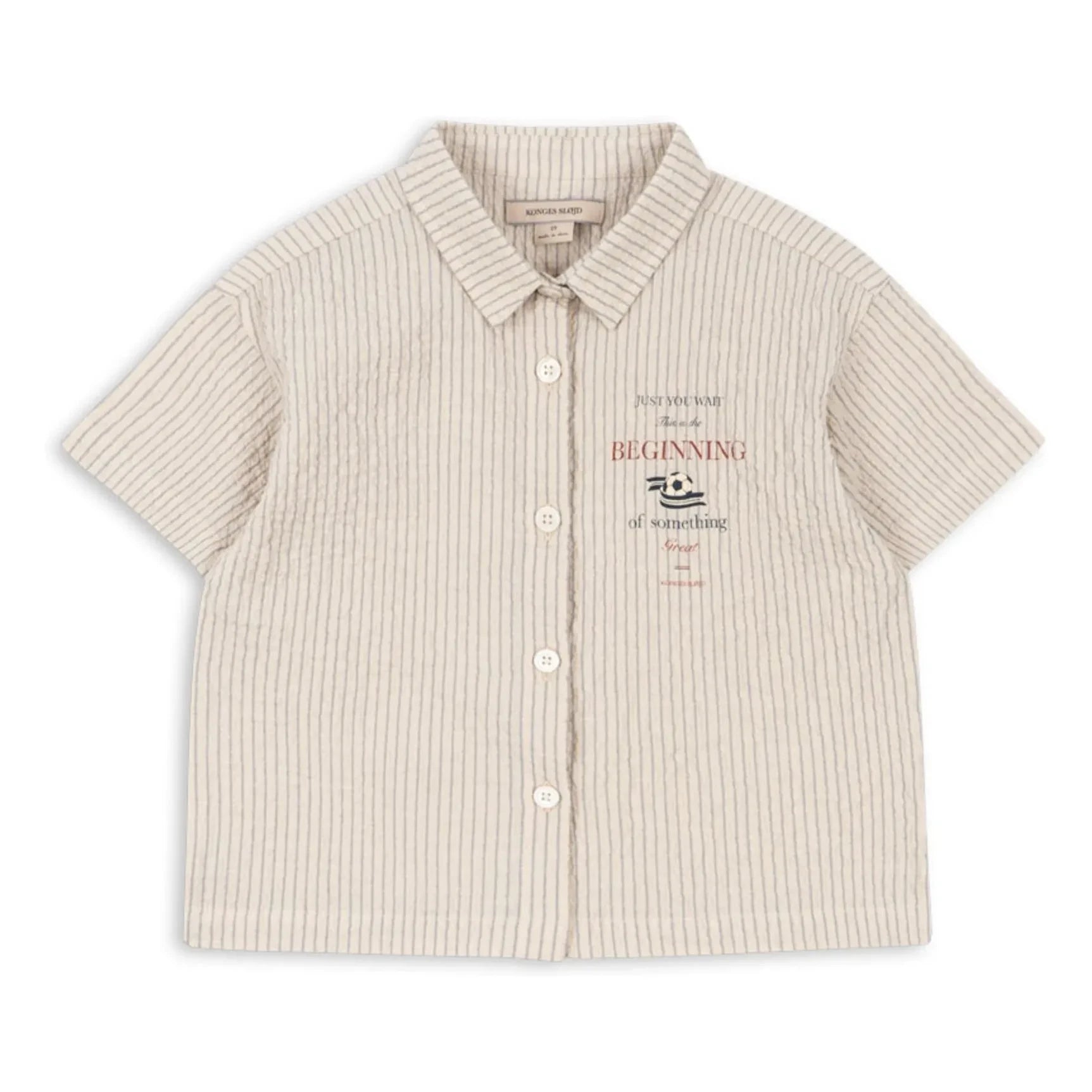 Konges Sløjd - Elliot Striped Seersucker Organic Cotton Shirt | Beige
