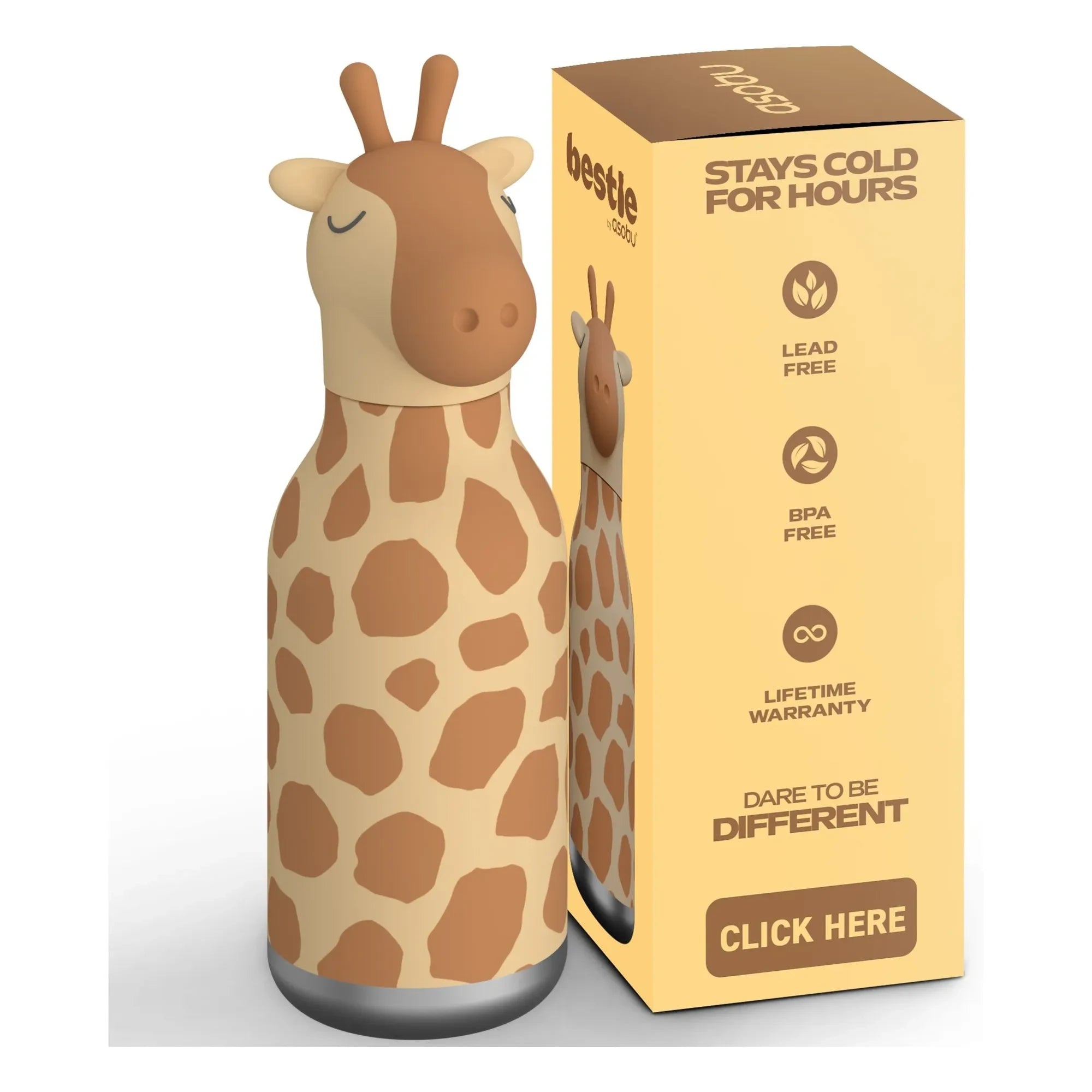 Asobu - Giraffe paslanmaz çelik su şişesi | Turuncu