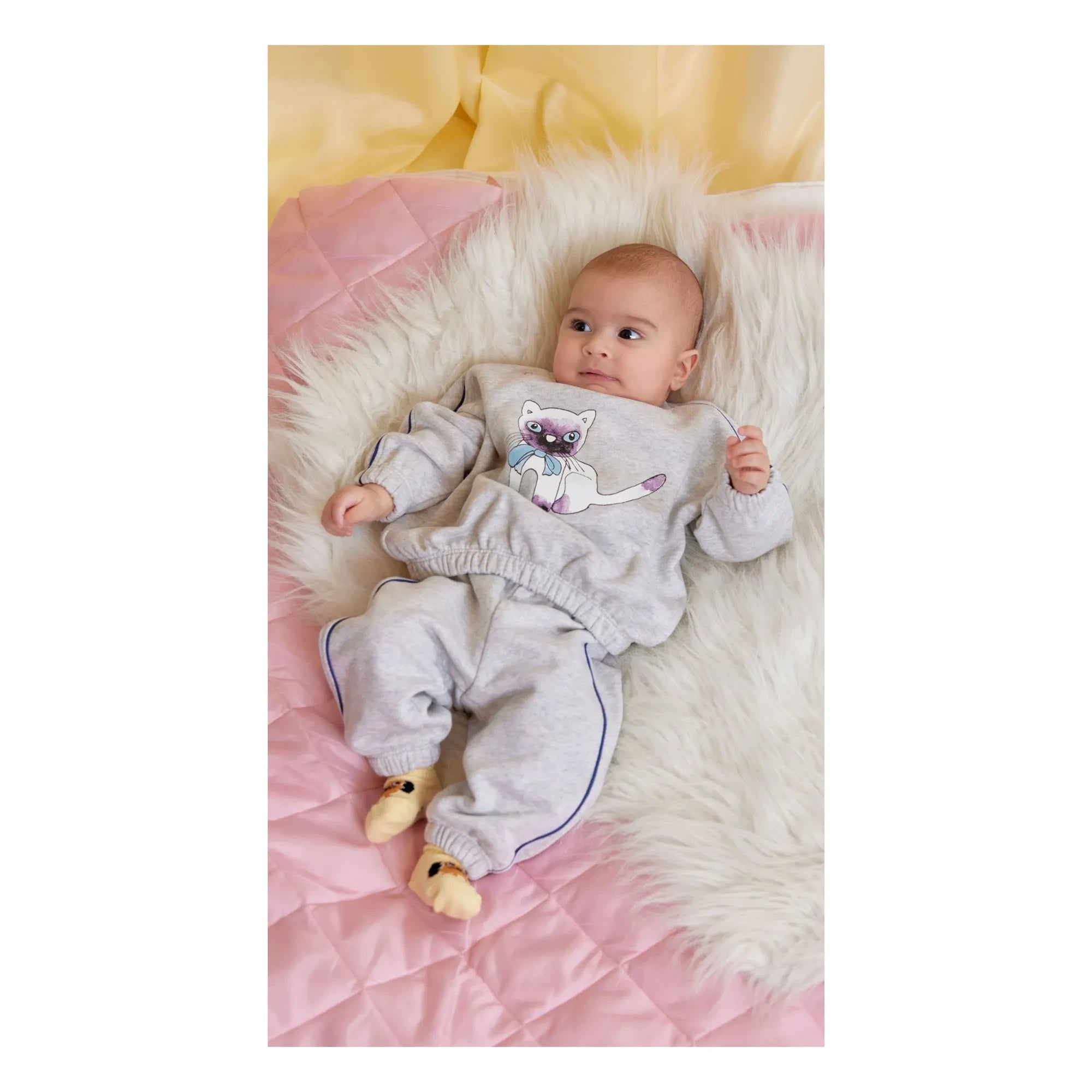 Mini Rodini - Siamese Organic Cotton Sweatshirt | Gray Mélange