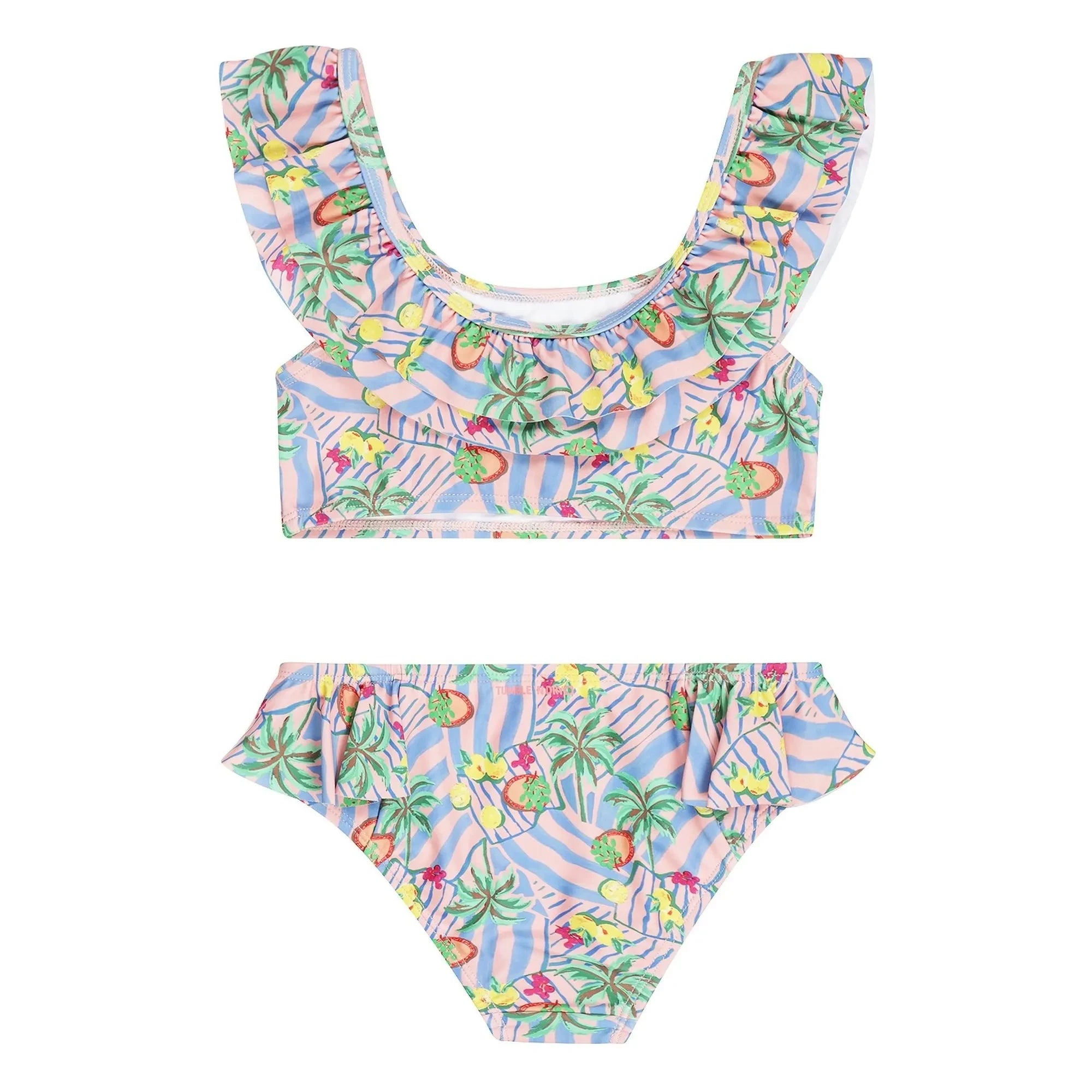Tumble N'Dry - Bahia Palm Flounce Swimsuit Recycled Fibres | Light blue
