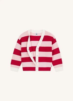 Petit Bateau - Yün Çizgili Hırka | Pembe