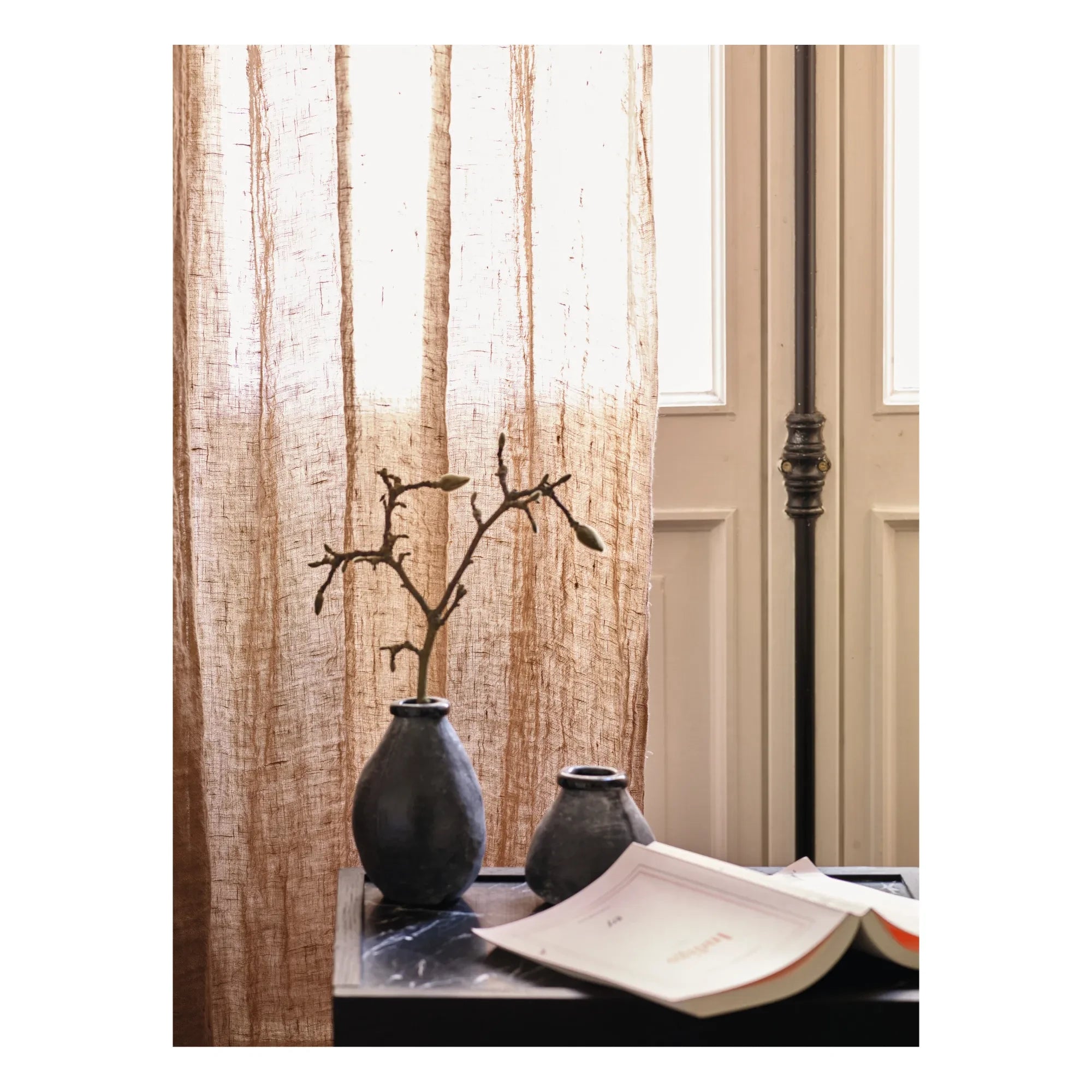 Vacation Home - Vice Versa Washed Linen Gingham Curtain with Tassels | Floor