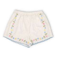 the new society - Hermione Floral Shorts | White