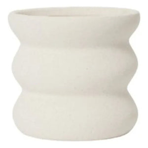Broste Copenhagen - Mina Stone Ceramic Flowerpot | White