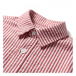 Smallable Kid - Striped Shirt | Cherry Red