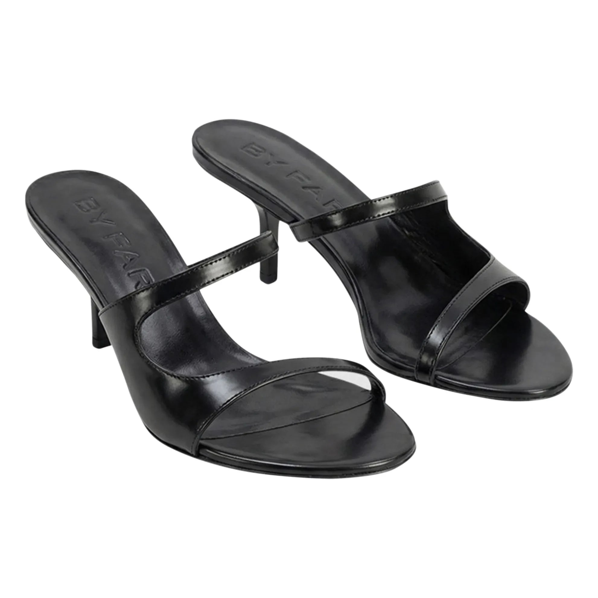 BY FAR - Serena High Heels Semi-Varnished Leather | Black