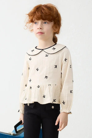 Mayoral cotton girls' ruffled blouse