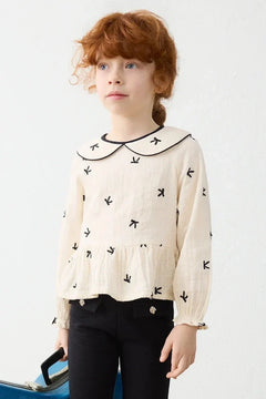 Mayoral cotton girls' ruffled blouse