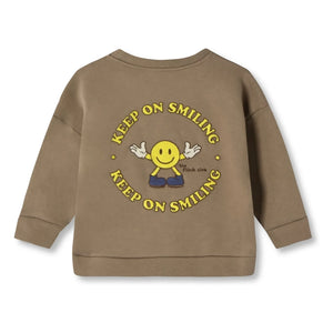 Fliink - Alvin Smiley Organic Cotton Sweatshirt | Taupe Brown