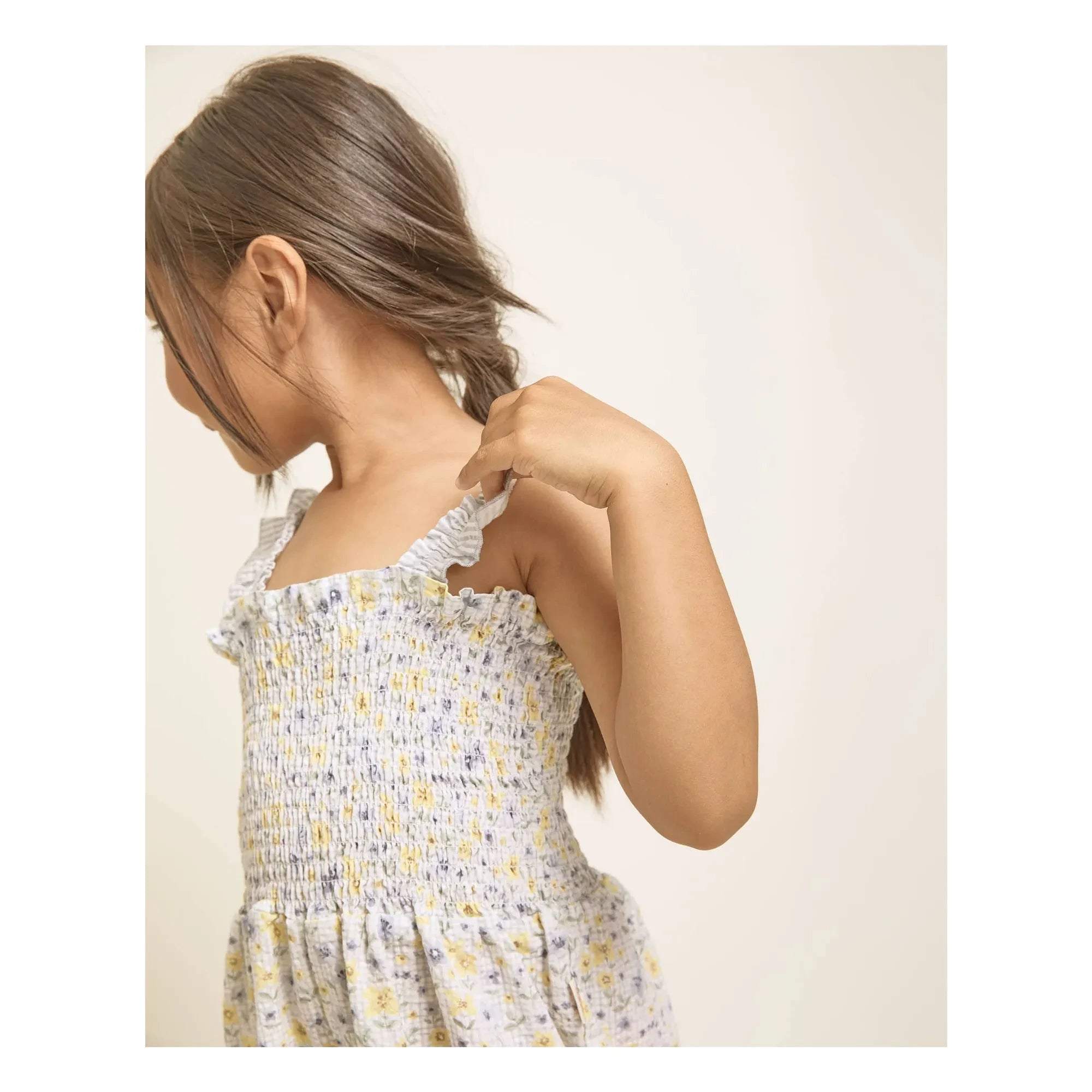 Búho - Seersucker floral print romper | Light blue