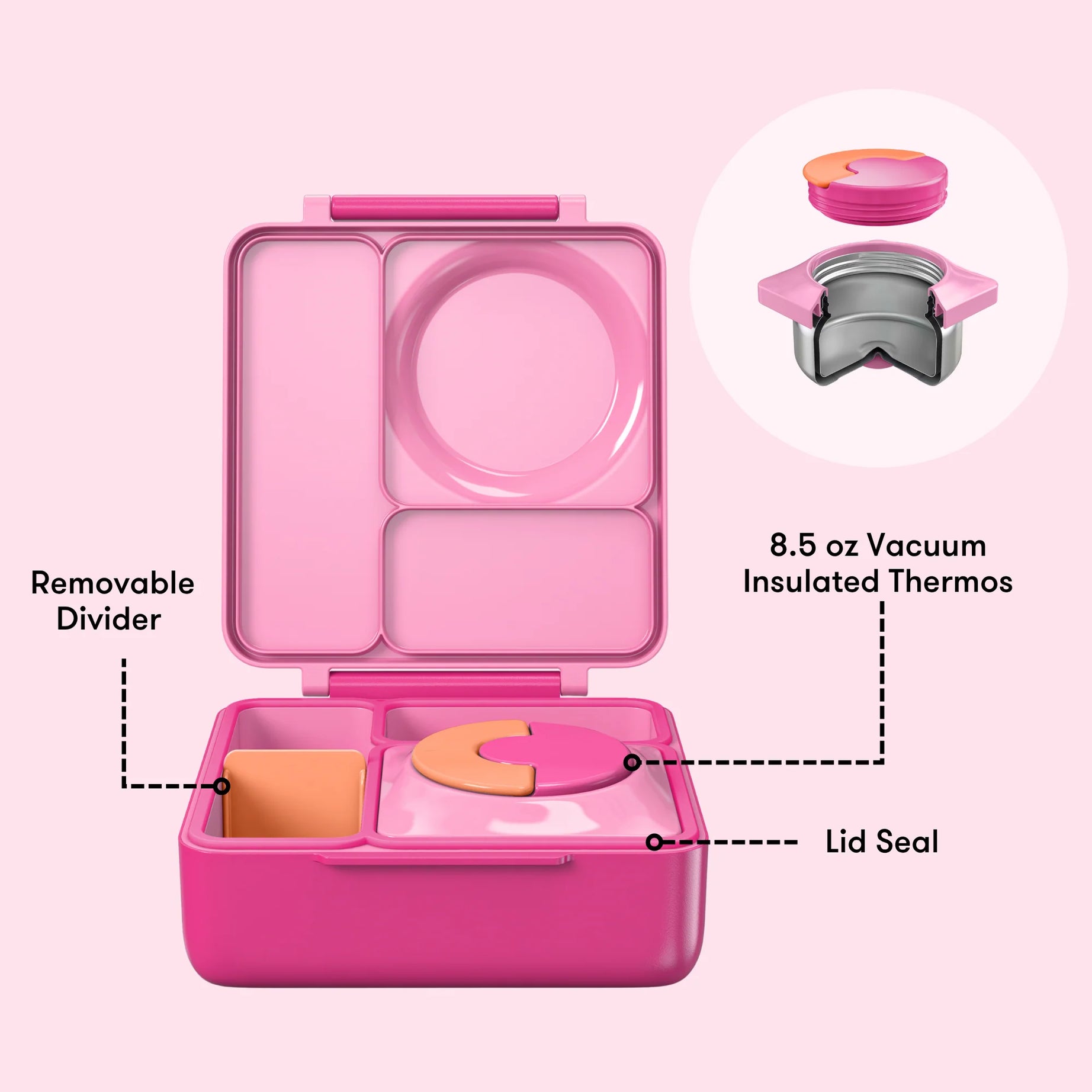 Omiebox - Heat Insulated Fairy Pink Bento Lunch Box
