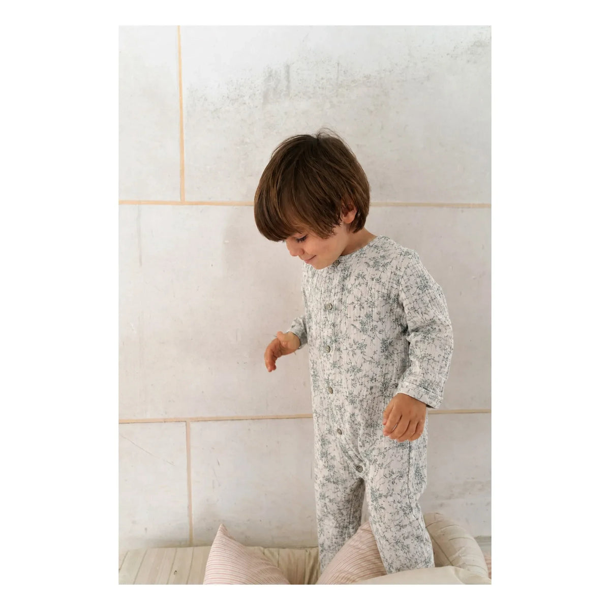 Risu Risu - Cosi Organik Pamuk Gazlı Floral Pijama | Mavi