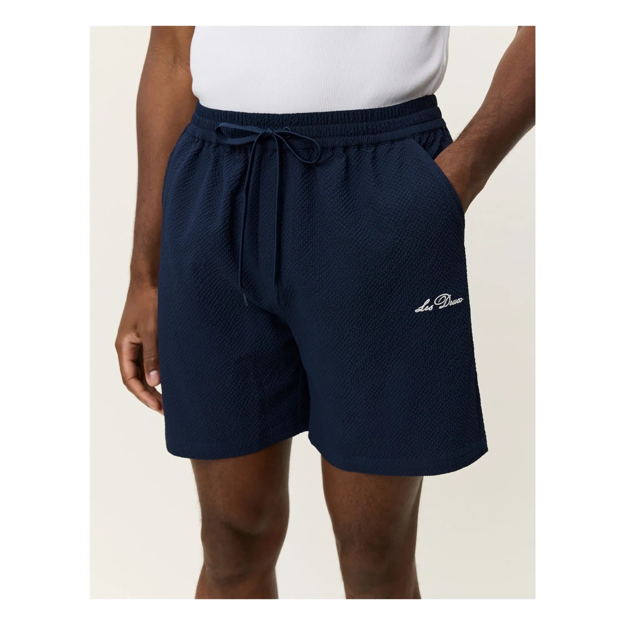 Les Deux - Stan Seersucker Swim Shorts | Dark Blue