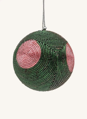 Anna + Nina - Shiny Candy Dotted Christmas Bauble | Green