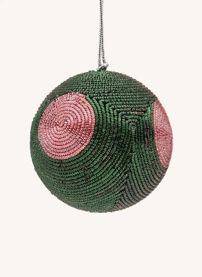 Anna + Nina - Shiny Candy Dotted Christmas Bauble | Green